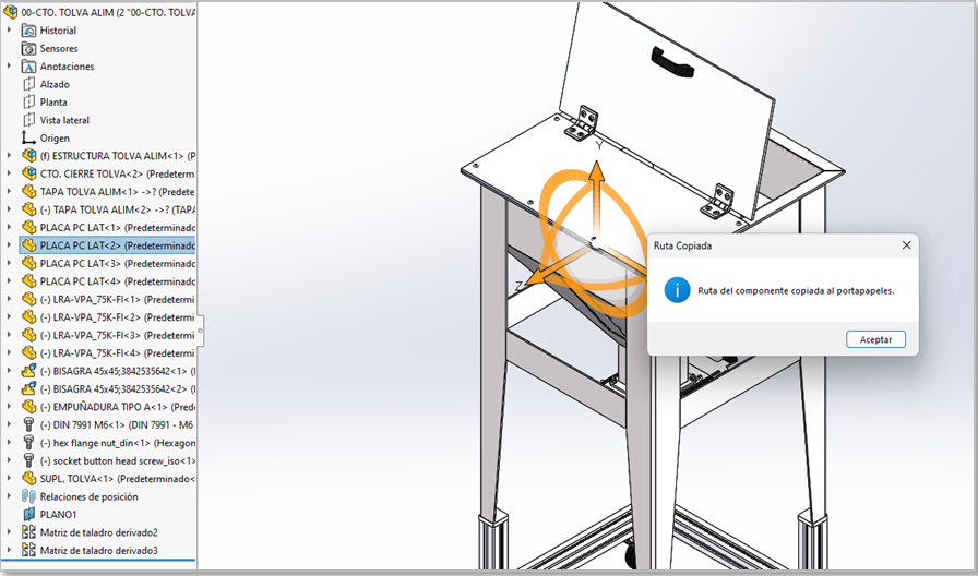 Función Copiar rutas de CIMTOOLS para SolidWorks